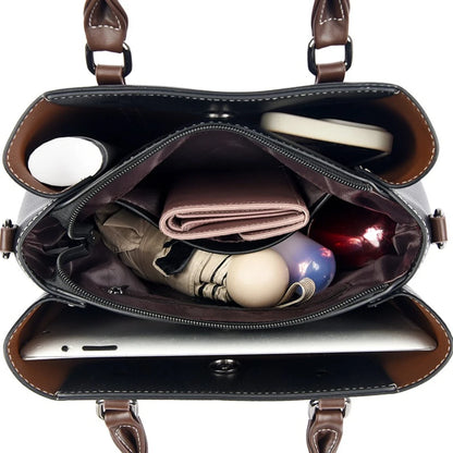 Leather Handbag for Women – Multi-Pocket Crossbody Tote