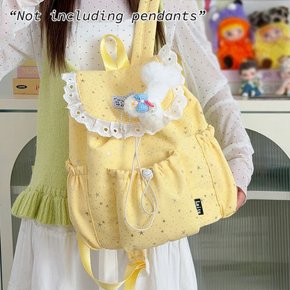 Cute Lace Drawstring Backpack for Women – Lightweight Niche Style