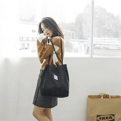 Corduroy Tote Bag – Large Eco-Friendly Reusable Shoulder Bag