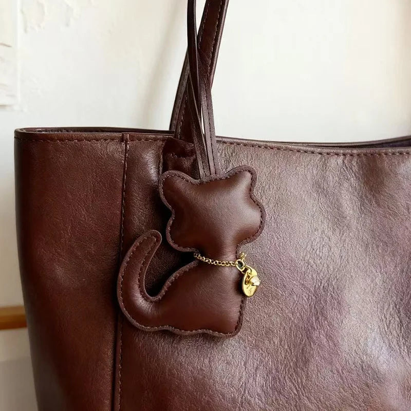 PU Leather Keychain Bag Charm Pendant – Cute Cat Star Design for Women