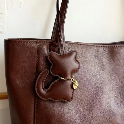 PU Leather Keychain Bag Charm Pendant – Cute Cat Star Design for Women