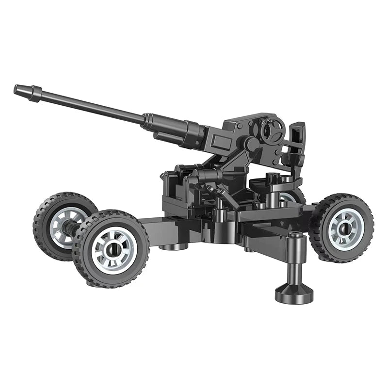 Military Anti-Aircraft Cannon MOC Building Blocks Model – WWII Artillery Brick Kit