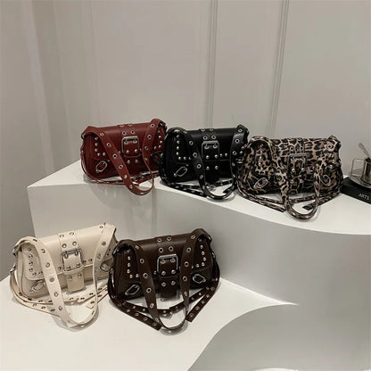 Punk Rivet Shoulder Bag – PU Leather Armpit Purse