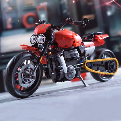 MOC Retro Motorcycle Building Blocks Set – 1:8 Scale Technic Brick Kit