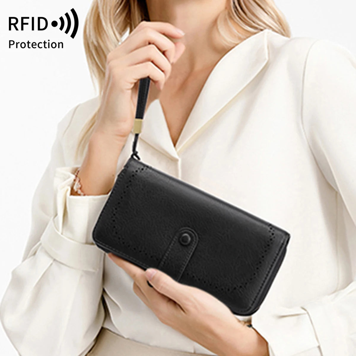 RFID Blocking Women's Accordion Wallet – Retro Leather Clutch
