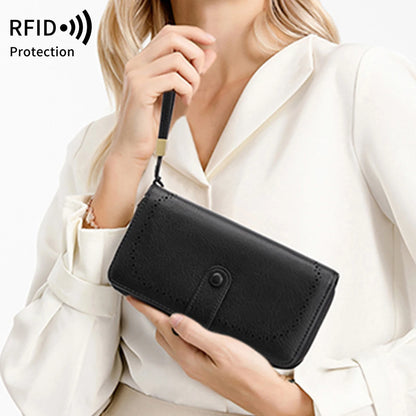RFID Blocking Women's Accordion Wallet – Retro Leather Clutch