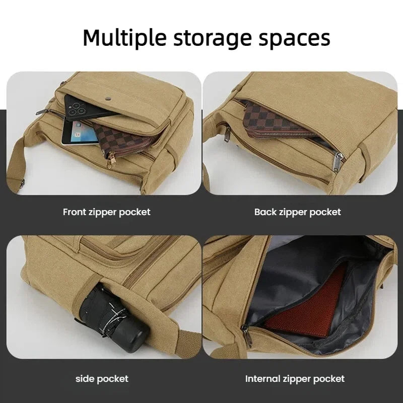 Men's Canvas Shoulder Bag – Casual Crossbody Messenger