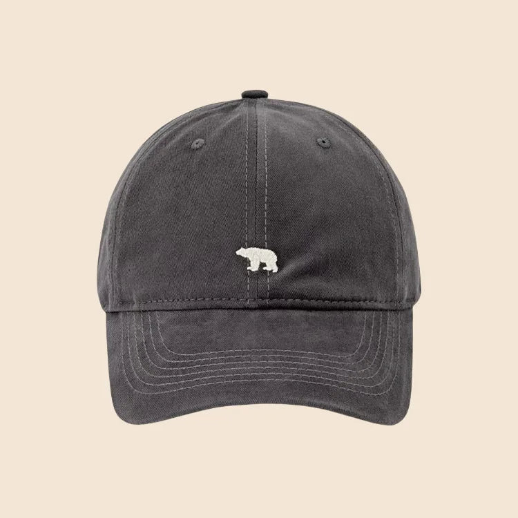 Bear Embroidered Baseball Cap – Unisex Wide Brim Dad Hat