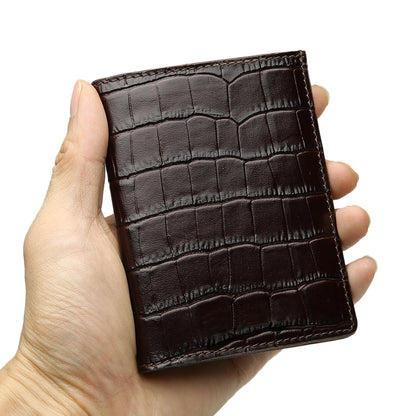 Custom Monogram Luxury Leather Wallet – Crocodile Pattern RFID Blocking