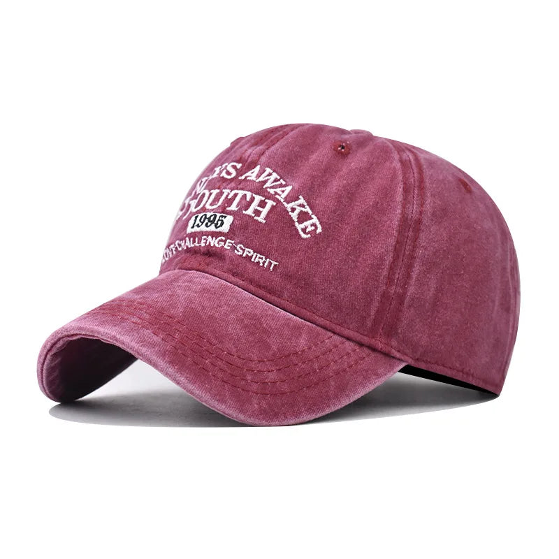 Vintage Baseball Cap – Letter Embroidery Washed Cotton Hat