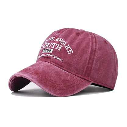 Vintage Baseball Cap – Letter Embroidery Washed Cotton Hat