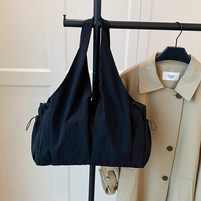 Trendy Wrinkled Fabric Top Handle Bag Comfortable Versatile Texture Shoulder Large Capacity