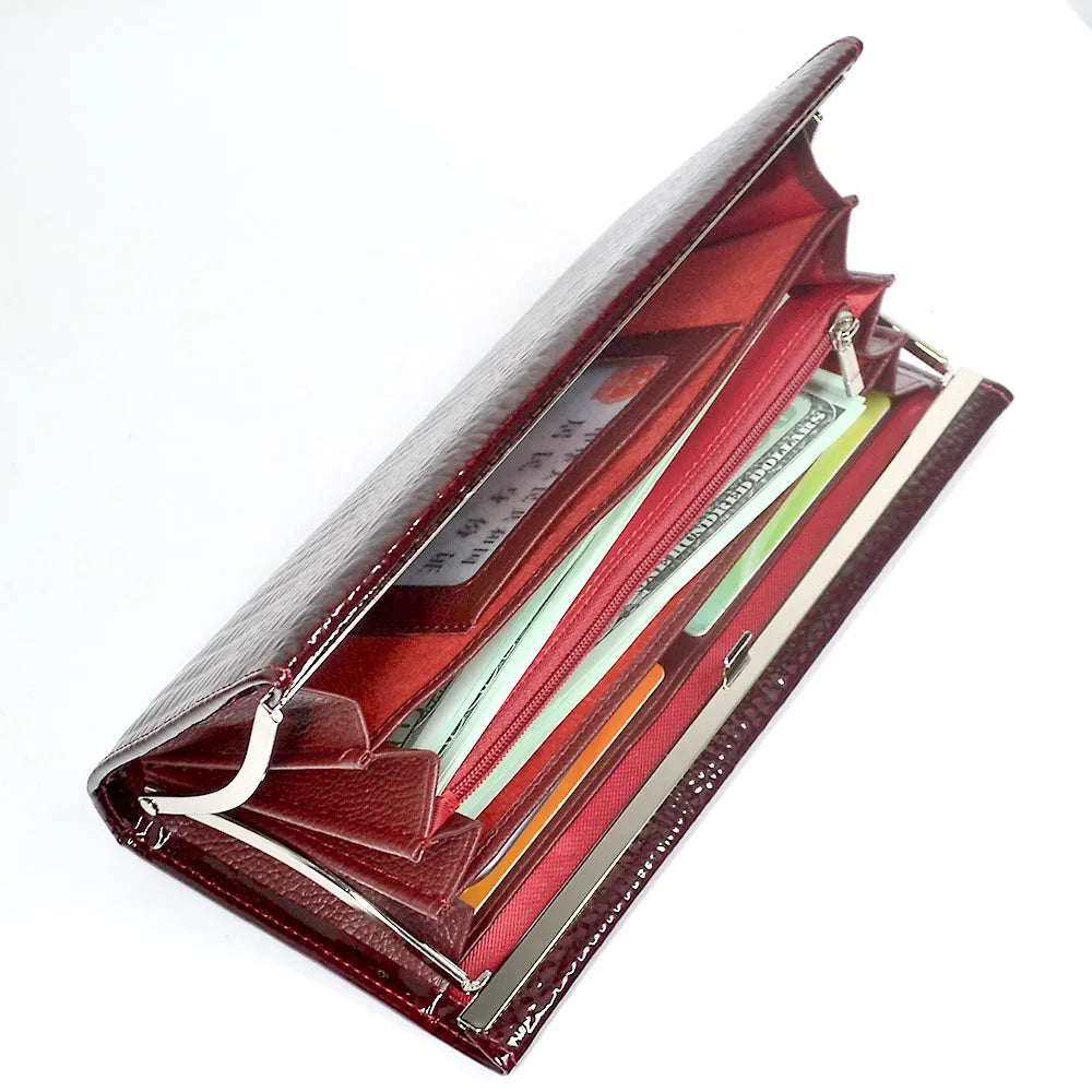 Luxury Slim Long Wallet for Women – Lizard Pattern Leather