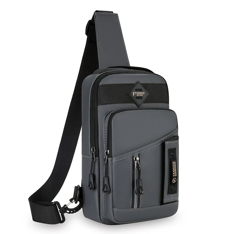 Men's Nylon Chest Bag Multi-Compartment Crossbody Sling