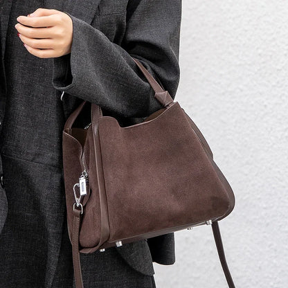 Women's Genuine Suede Leather Shoulder Bag – Luxury Designer Handbag