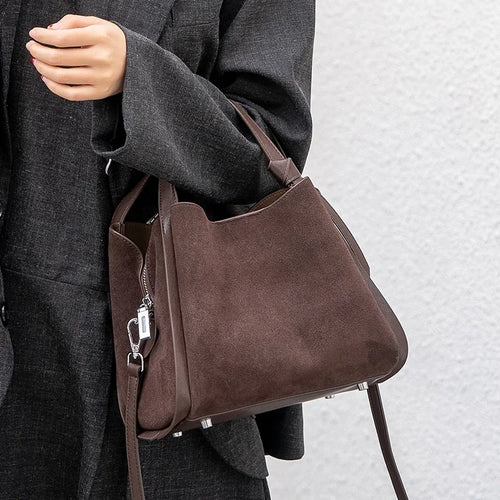 Women's Genuine Suede Leather Shoulder Bag – Luxury Designer Handbag