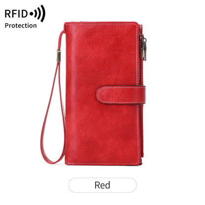 Women's RFID Blocking Trifold Long Wallet – Multifunction Card Holder