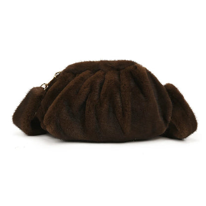 Faux Fur Ruched Crossbody Bag for Women