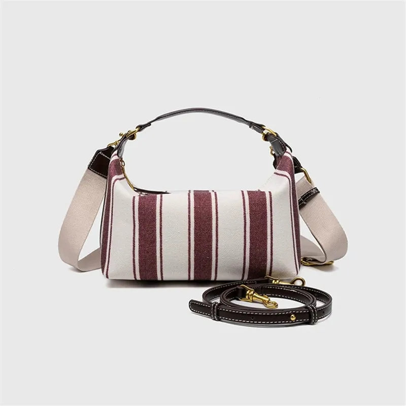 Panelled Canvas Bucket Bag Designer Women Handbags Luxury Pu Leather Shoulder Crossbody Bags Wide