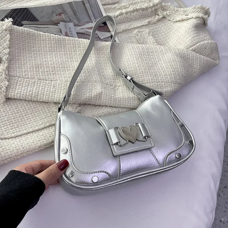 PU Leather Bow Shoulder Bag – Trendy Underarm Handbag for Women