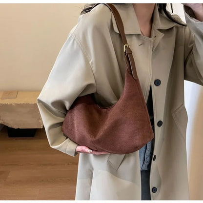 Suede Shoulder Bag for Women – Luxury Velvet Crossbody Clutch Purse