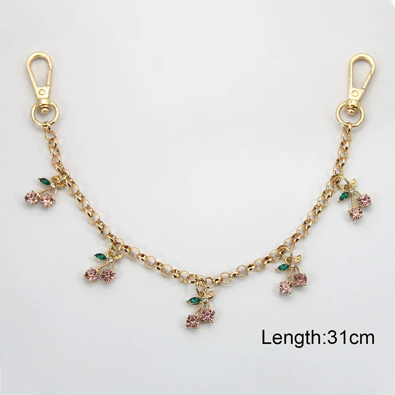 Cherry Crystal Bag Charm Chain – Rhinestone Handbag Accessory