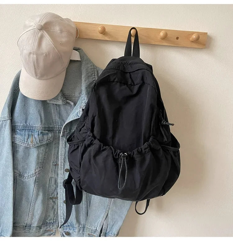 Korean Casual Backpack for Women – Large Capacity Pleated School Bag