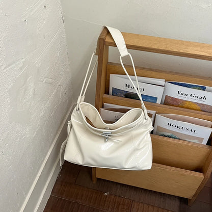 Moods Commuter Shoulder Crossbody Bags Women Waxed Pu Leather Solid Color Large Capacity Shopper