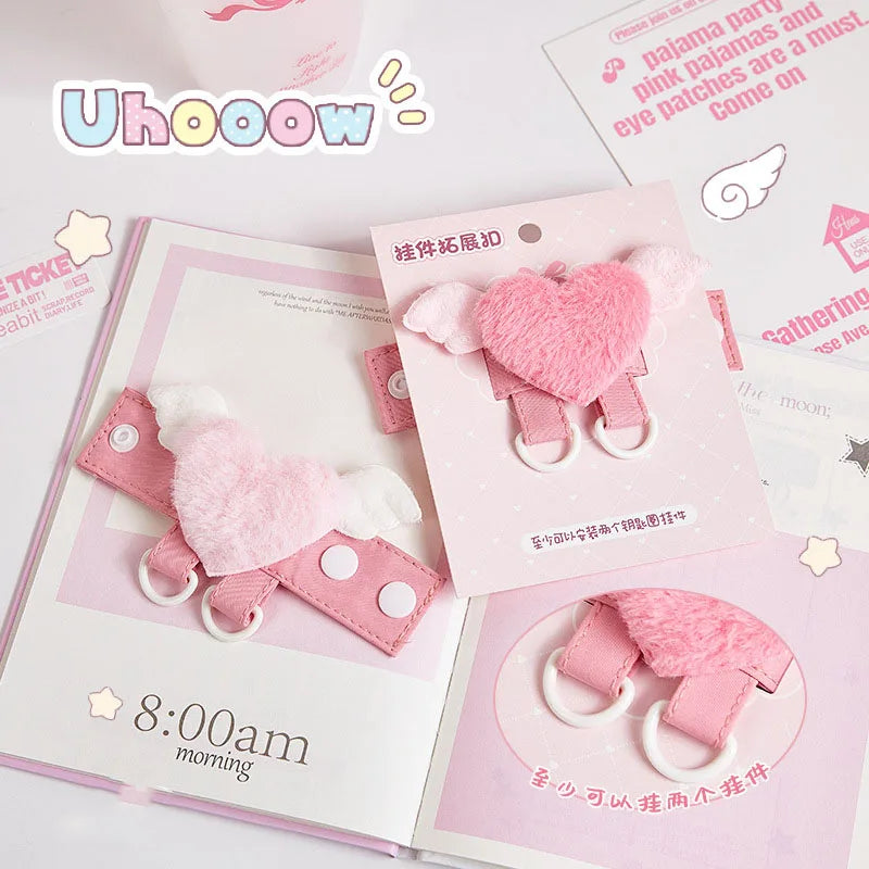 Cute Plush Keychain – Angel Wings Heart Bag Pendant & DIY Keyring