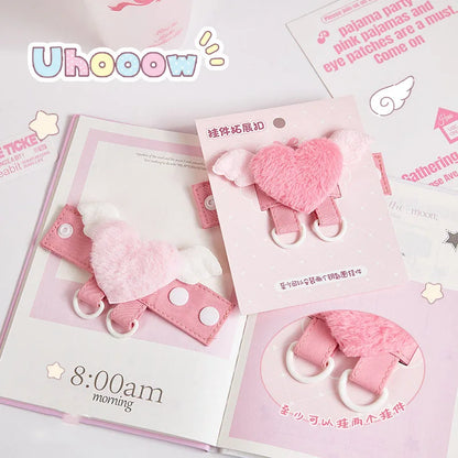 Cute Plush Keychain – Angel Wings Heart Bag Pendant & DIY Keyring