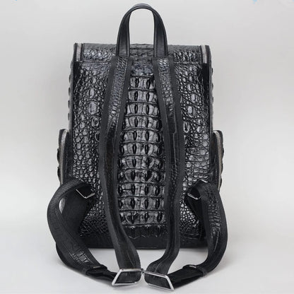 Crocodile Leather Men's Backpack – Large Capacity Laptop Bag
