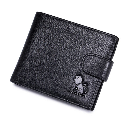 Genuine Leather Bifold Wallet with Snap Closure