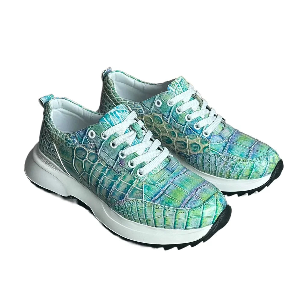 Crocodile Leather Hand-Painted Aurora Sneakers for Men
