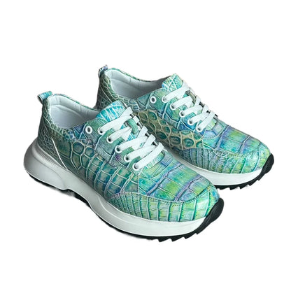 Crocodile Leather Hand-Painted Aurora Sneakers for Men