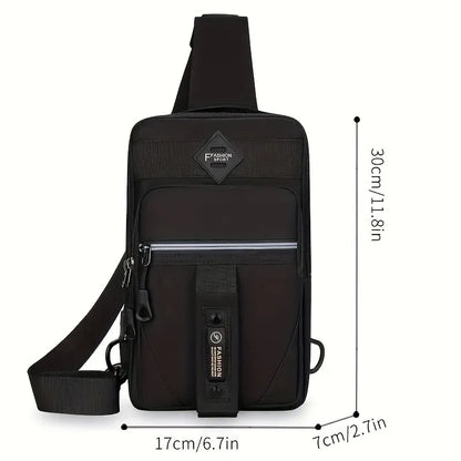 Men's Nylon Chest Bag Multi-Compartment Crossbody Sling
