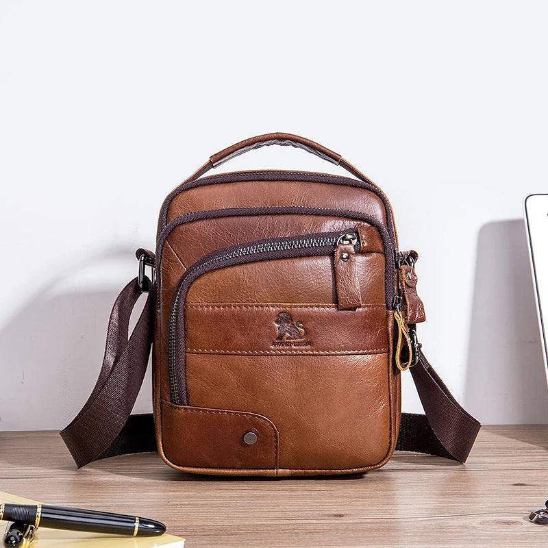 Men's Genuine Leather Crossbody Shoulder Bag