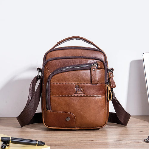 Men's Genuine Leather Crossbody Shoulder Bag
