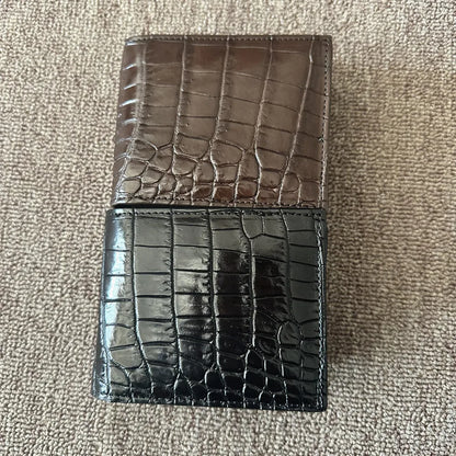 Genuine Leather Crocodile-Embossed Card Holder Wallet