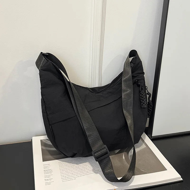 Nylon Crossbody Shoulder Bag for Women – Large Capacity with Zipper