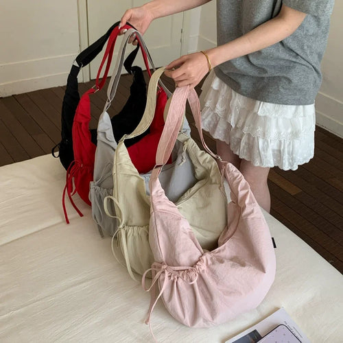 Lightweight Minimalist Lazy Style Large Capacity Crossbody Bag Solid Casual Korean Relaxed Commuter
