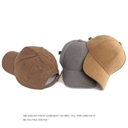 Suede Baseball Cap – Retro Snapback Hat for Men & Women