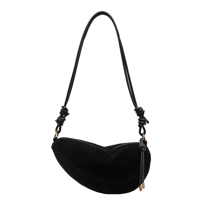 Faux Suede Dumpling Hobo Bag – Women's Crossbody Shoulder Bag