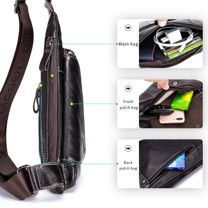 Genuine Leather Men's Triangle Sling Chest Bag – Retro Mini