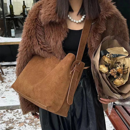 Women's Luxury Suede Tote Bag – Large Crossbody Handbag