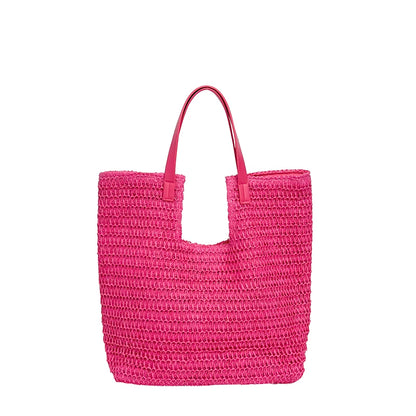 Straw Beach Tote Bag – Large Capacity Woven Shoulder Bag for Women