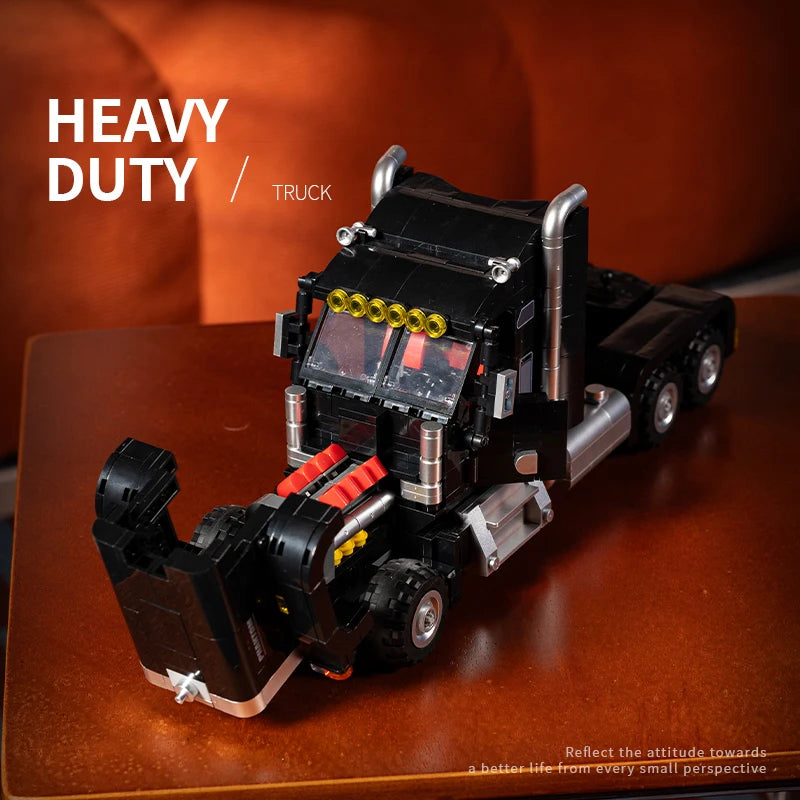 Heavy Duty Semi Truck MOC Building Blocks – Technic Trailer Transport Set