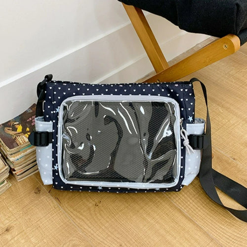 Japanese Polka Dot Crossbody Bag Women Commuting Shoulder Large Capacity Transparent Simple