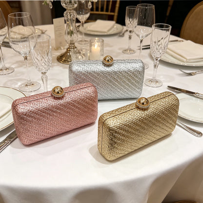 Sparkling Diamond Clasp Evening Clutch Bag