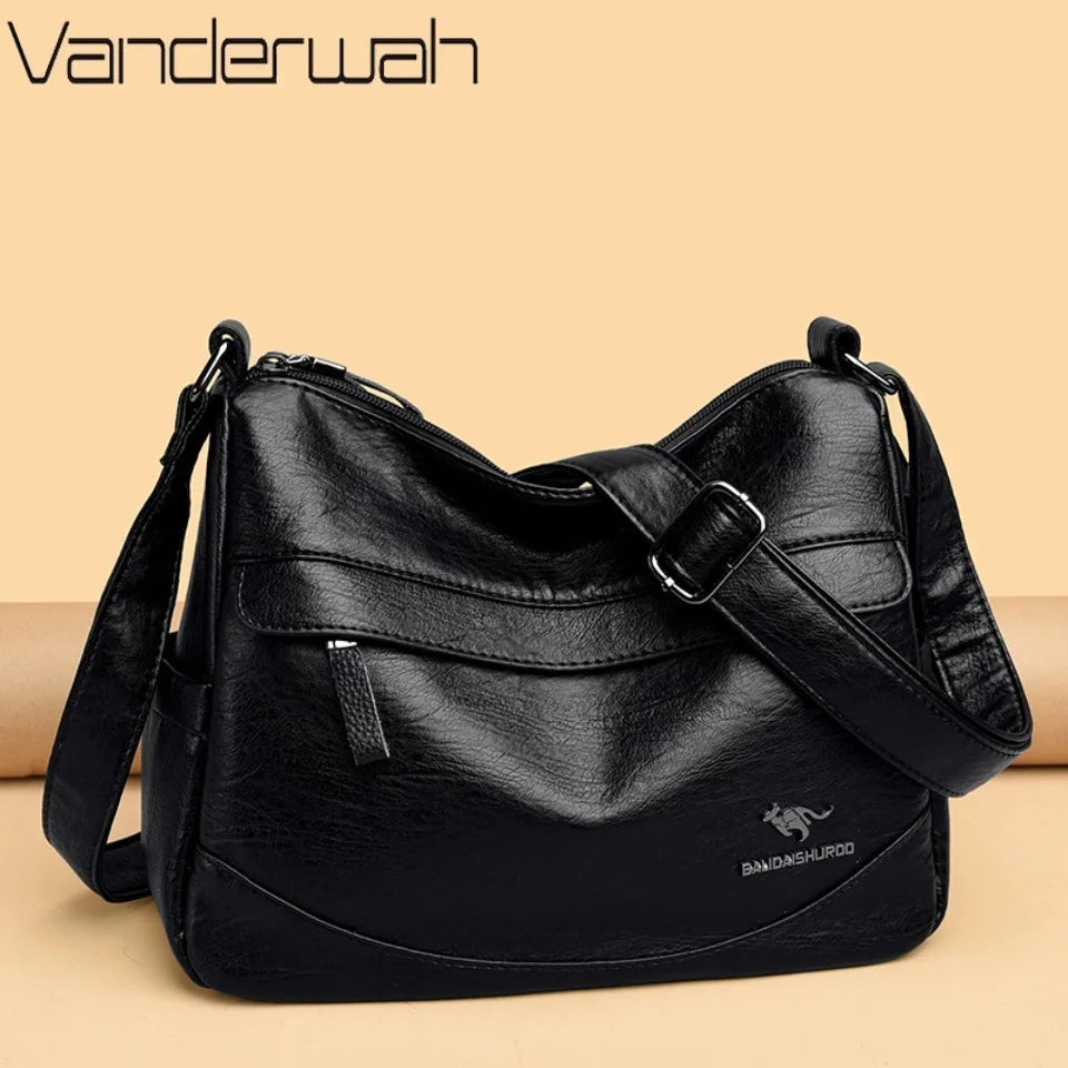 Crossbody Bag for Women – Soft PU Leather Shoulder Bag, 2-Layer