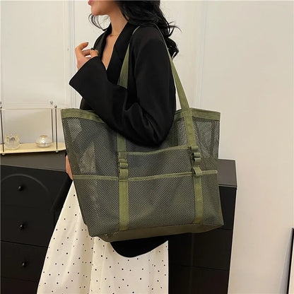 Mesh Beach Tote Bag for Women – Travel & Pool Organizer